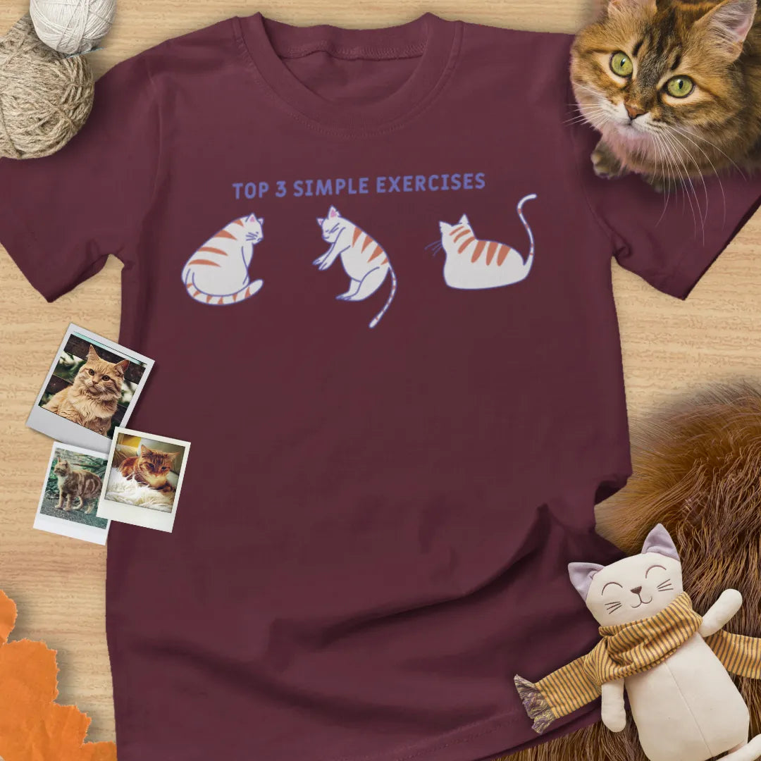 Top 3 Simple Exercise - Unisex Softstyle Tee Cat T-Shirt