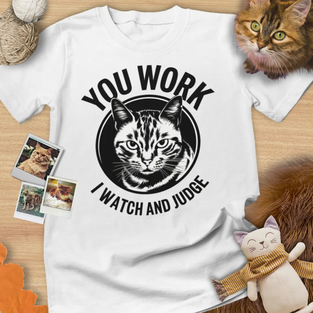 You Work, I Watch and Judge - Unisex Softstyle Tee Cat T-Shirt