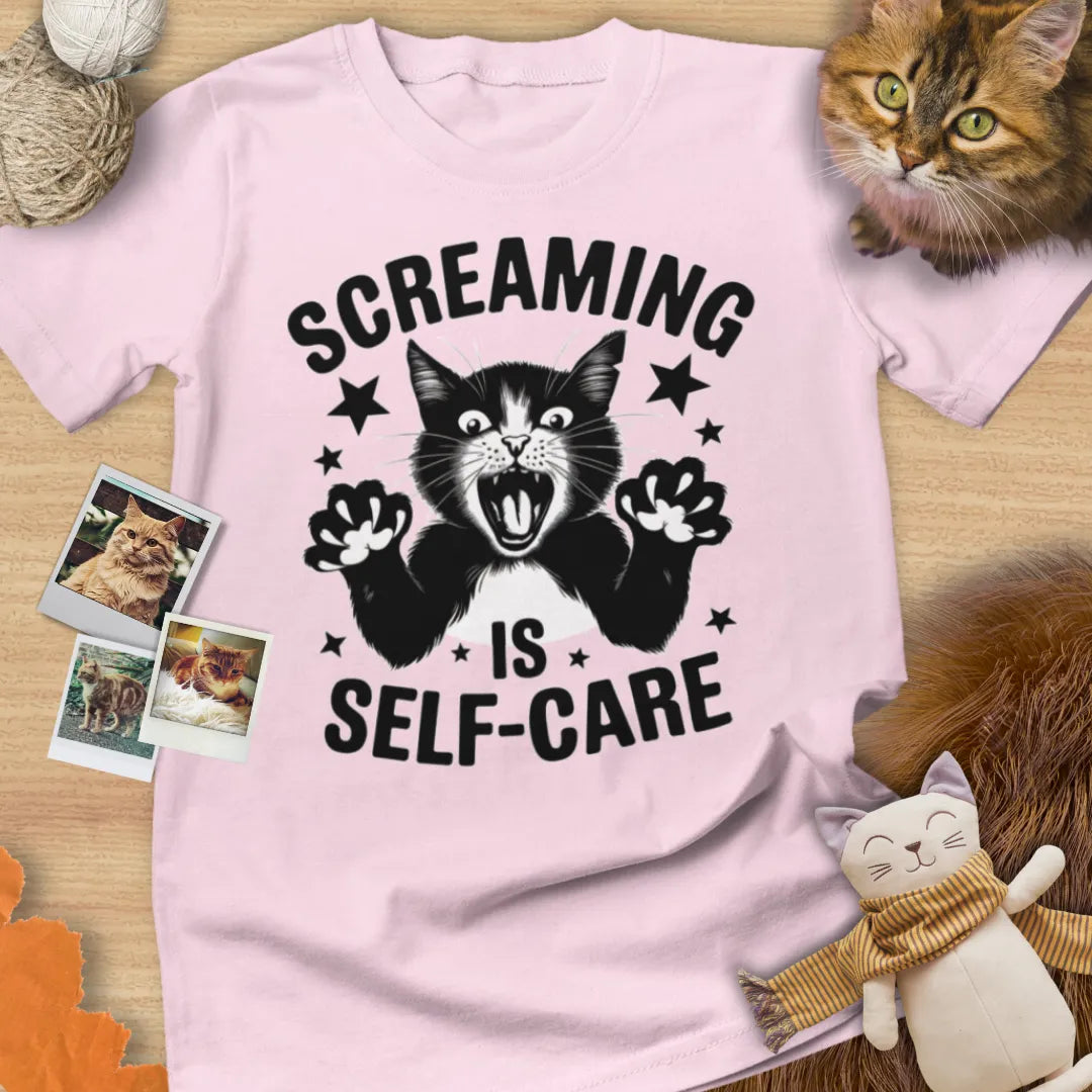 Screaming is Self Care - Unisex Softstyle Tee Cat T-Shirt