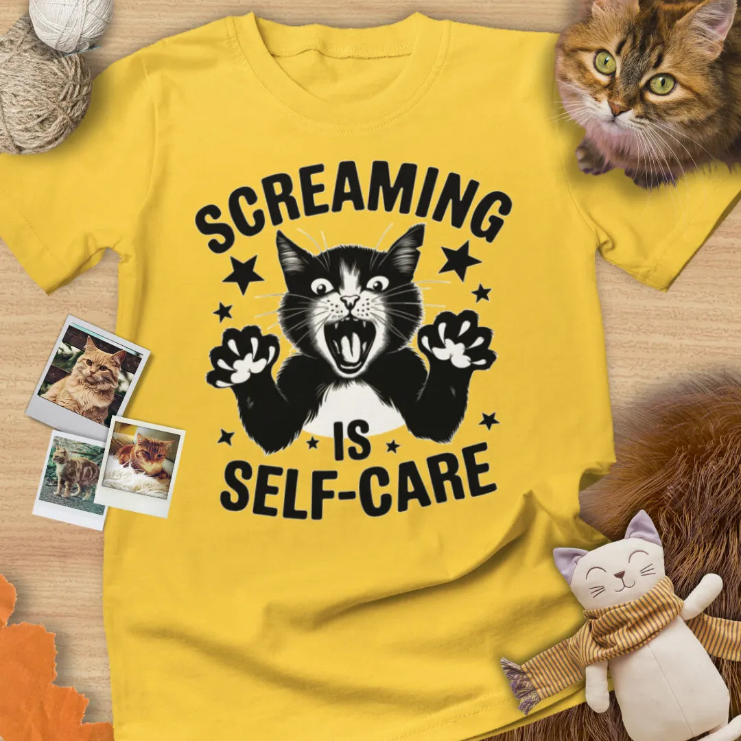 Screaming is Self Care - Unisex Softstyle Tee Cat T-Shirt