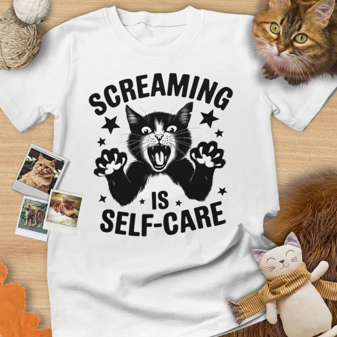 Screaming is Self Care - Unisex Softstyle Tee Cat T-Shirt