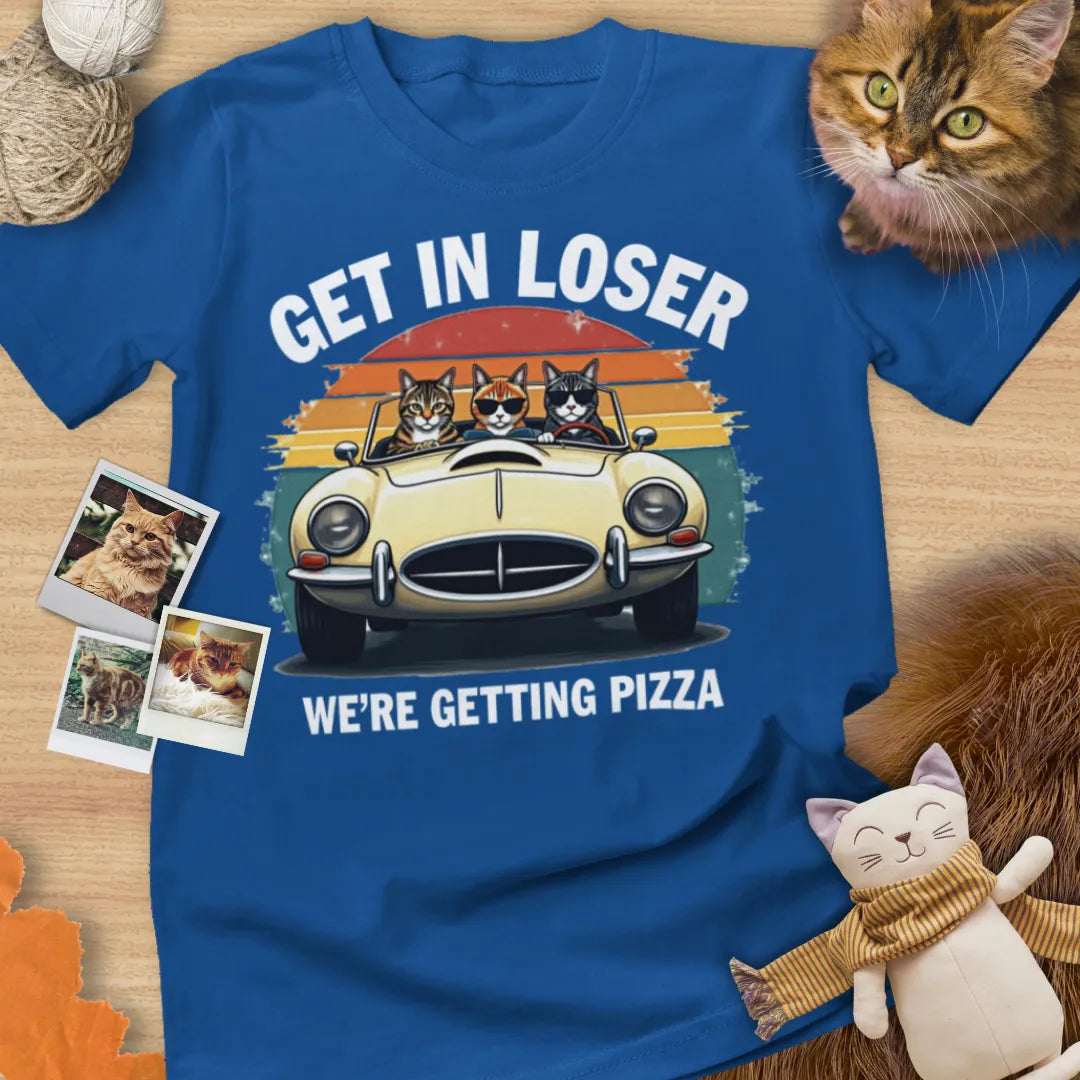 Get In Loser We're Getting Pizza - Unisex Softstyle Tee Cat T-Shirt