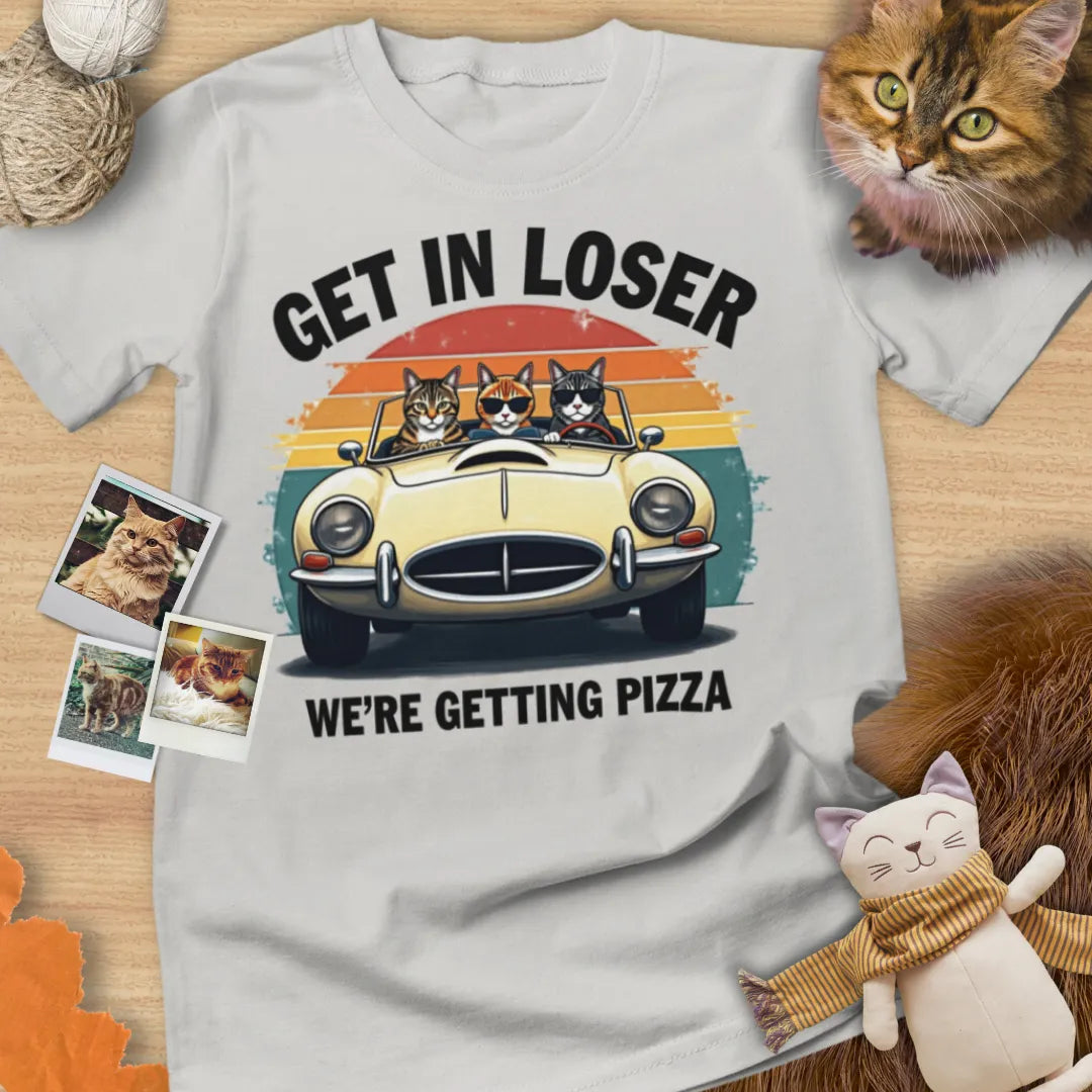 Get In Loser We're Getting Pizza - Unisex Softstyle Tee Cat T-Shirt