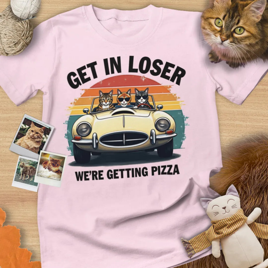 Get In Loser We're Getting Pizza - Unisex Softstyle Tee Cat T-Shirt