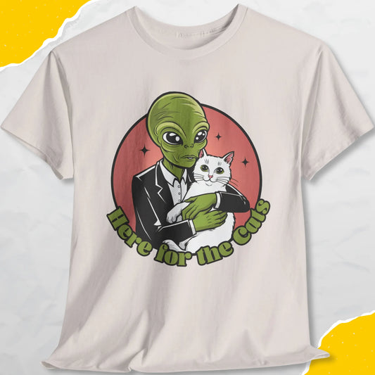 Alien Here for The Cats - Unisex Softstyle Tee Cat T-Shirt