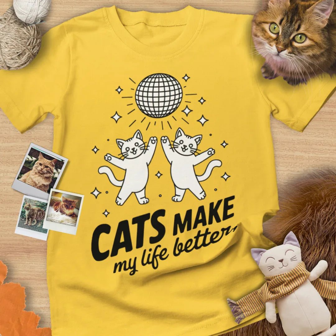 Cats Make My Life Better - Unisex Softstyle Tee Cat T-Shirt