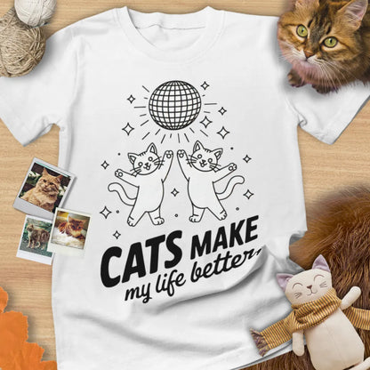 Cats Make My Life Better - Unisex Softstyle Tee Cat T-Shirt