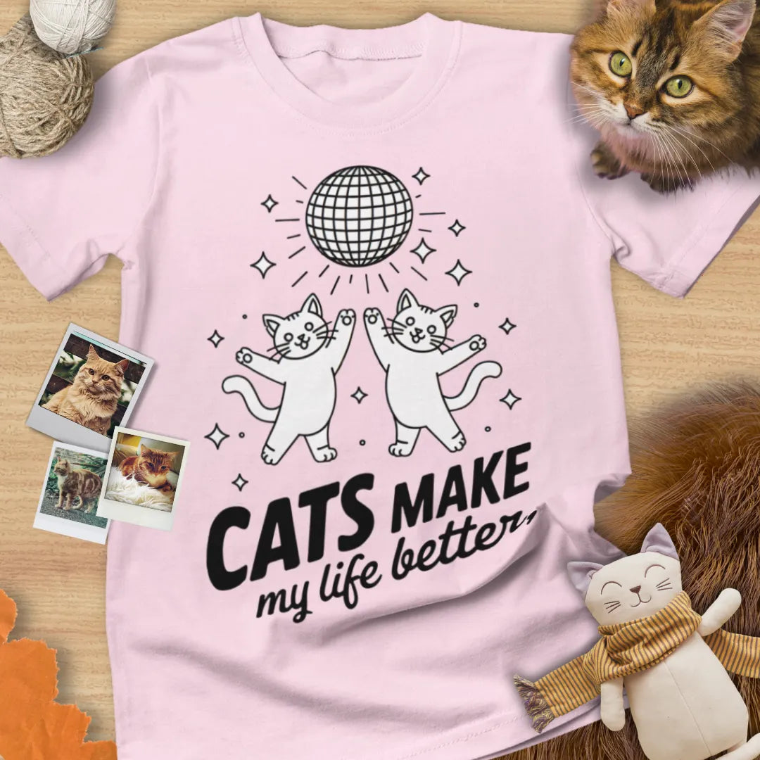 Cats Make My Life Better - Unisex Softstyle Tee Cat T-Shirt