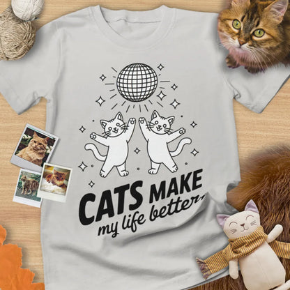 Cats Make My Life Better - Unisex Softstyle Tee Cat T-Shirt