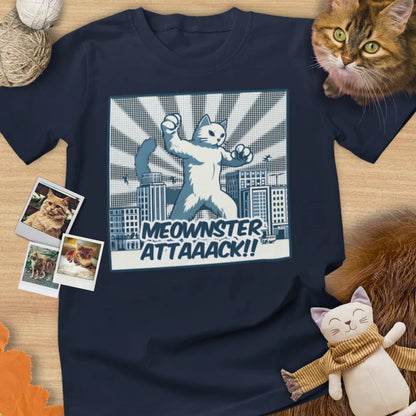 Meownster Attaaack!! - Unisex Softstyle Tee Cat T-Shirt