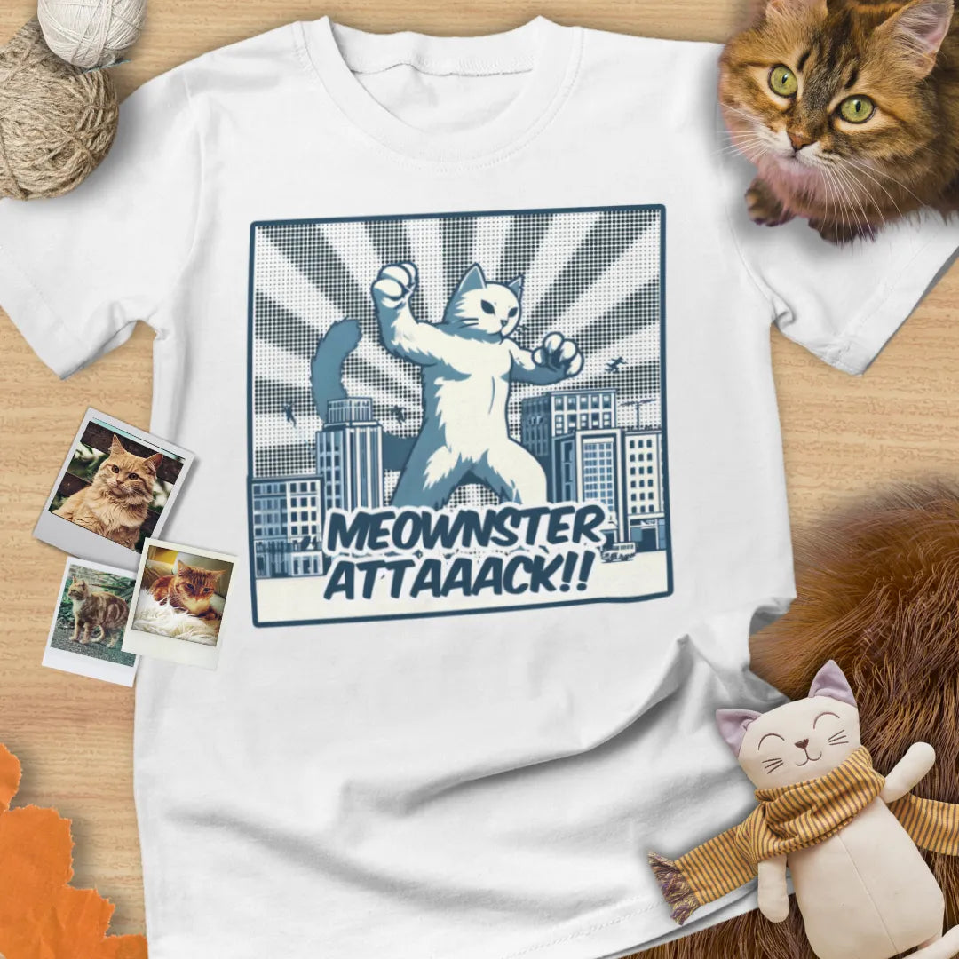 Meownster Attaaack!! - Unisex Softstyle Tee Cat T-Shirt