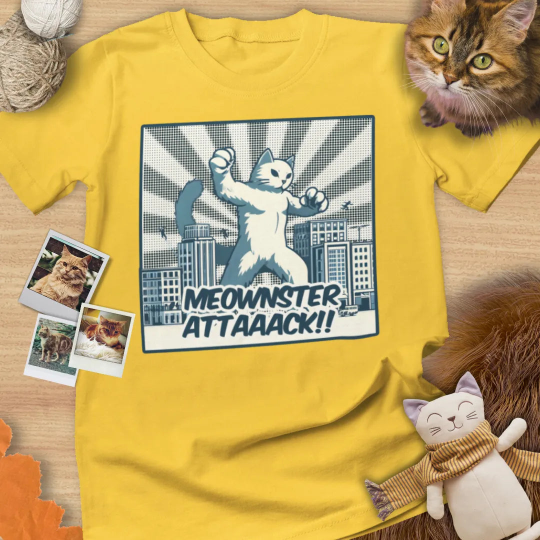 Meownster Attaaack!! - Unisex Softstyle Tee Cat T-Shirt