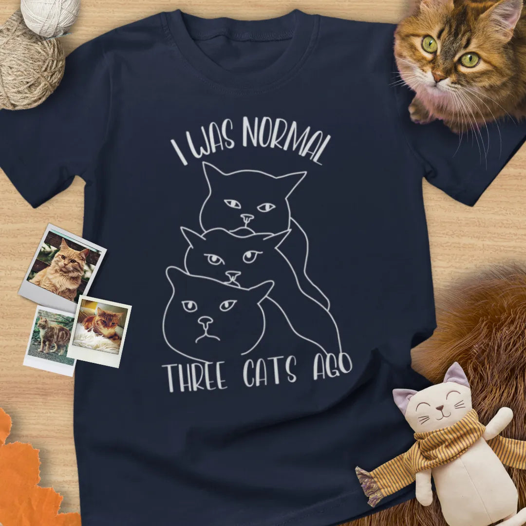 I Was Normal Three Cats Ago - Unisex Softstyle Tee Cat T-Shirt