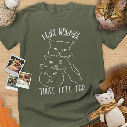 I Was Normal Three Cats Ago - Unisex Softstyle Tee Cat T-Shirt