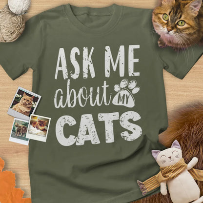 Ask Me About My Cats - Unisex Softstyle Tee Cat T-Shirt