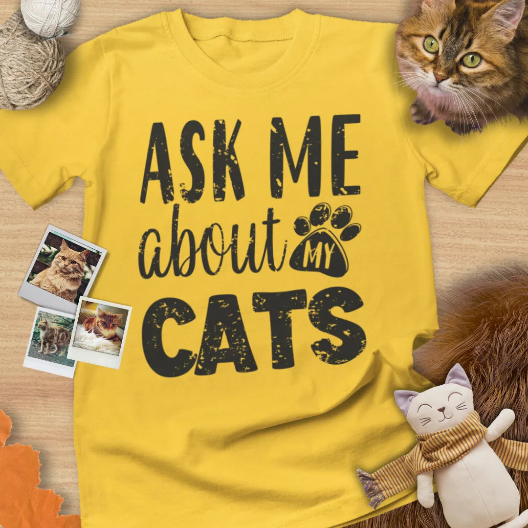 Ask Me About My Cats - Unisex Softstyle Tee Cat T-Shirt