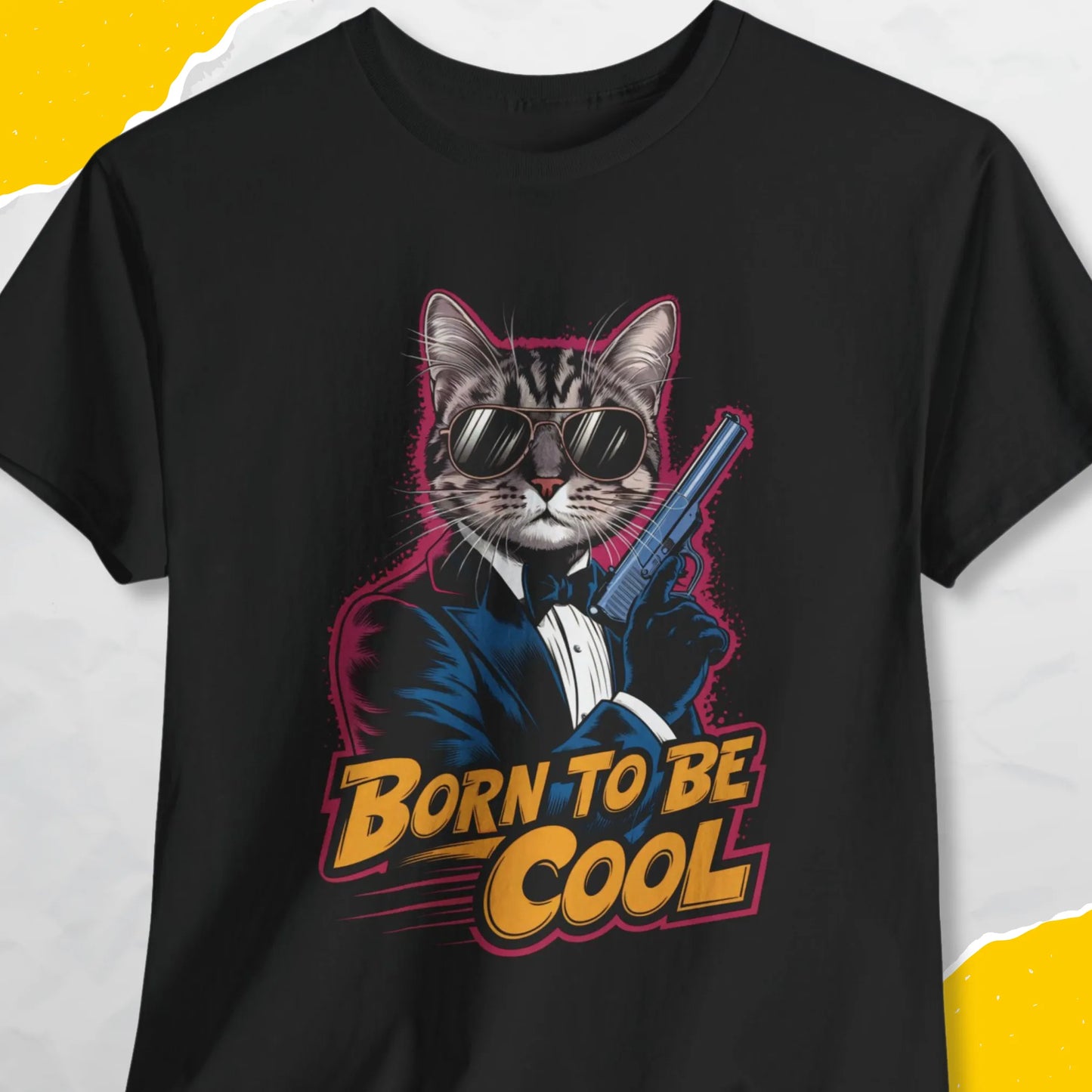 Born To Be Cool - Unisex Softstyle Tee Cat T-Shirt