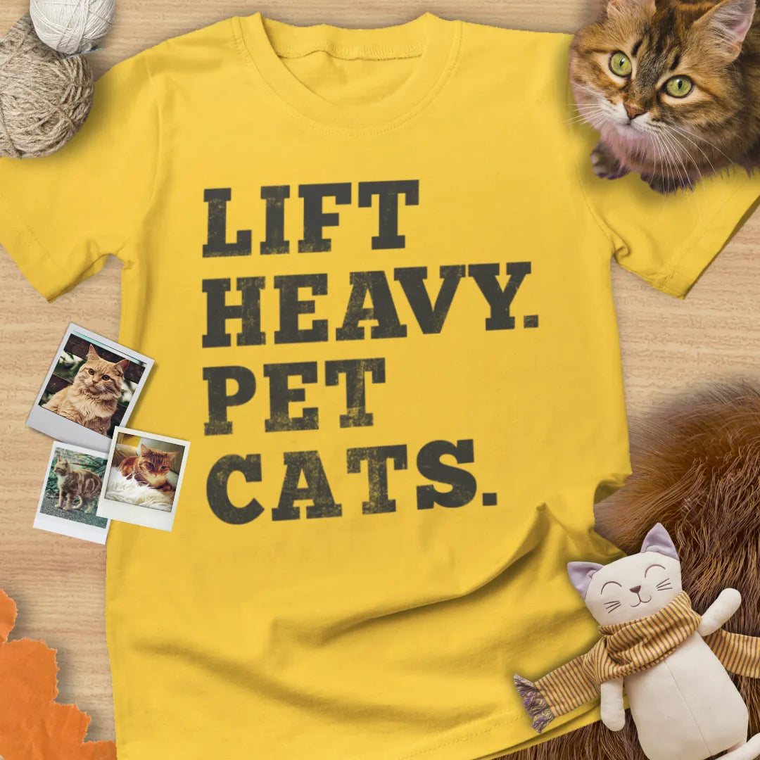 Lift Heavy. Pet Cats. - Unisex Softstyle Tee Cat T-Shirt