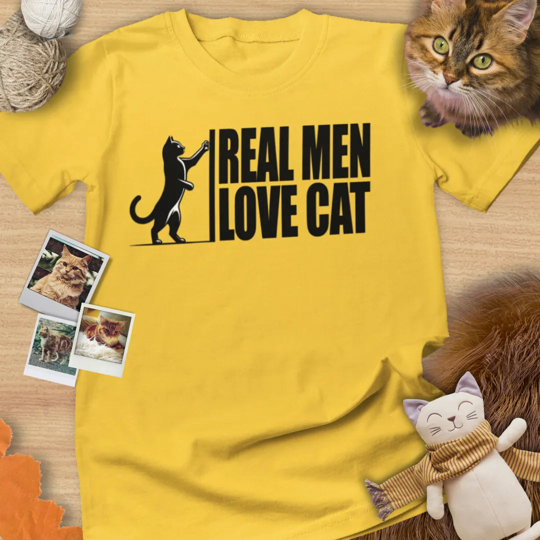 Real Men Loves Cat - Unisex Softstyle Tee Cat T-Shirt