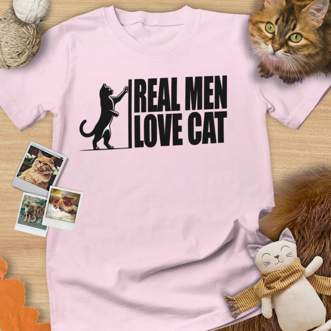 Real Men Loves Cat - Unisex Softstyle Tee Cat T-Shirt