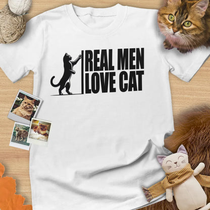 Real Men Loves Cat - Unisex Softstyle Tee Cat T-Shirt