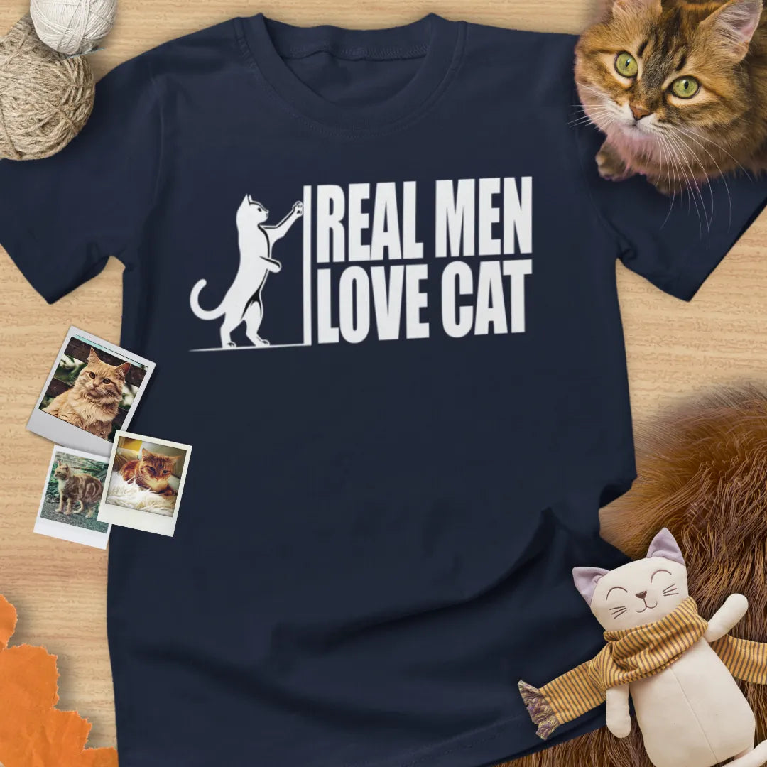 Real Men Loves Cat - Unisex Softstyle Tee Cat T-Shirt