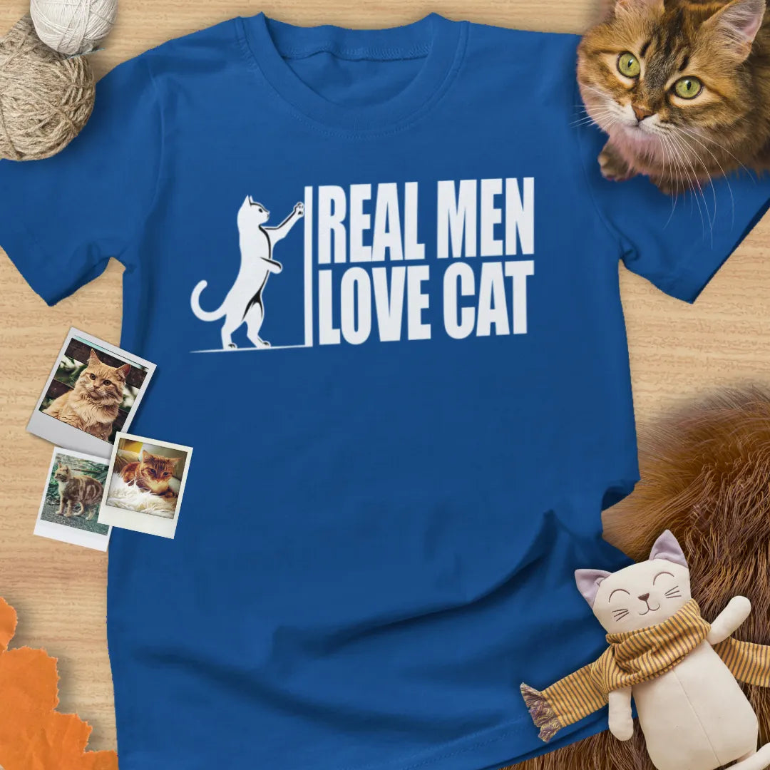 Real Men Loves Cat - Unisex Softstyle Tee Cat T-Shirt