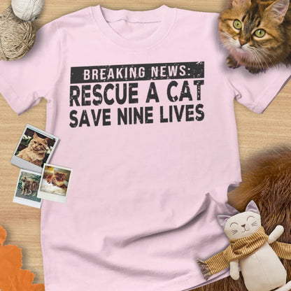 Breaking News: Rescue A Cat Save Nine Lives - Unisex Softstyle Tee Cat T-Shirt