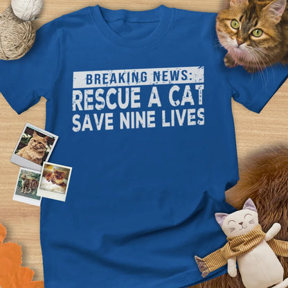 Breaking News: Rescue A Cat Save Nine Lives - Unisex Softstyle Tee Cat T-Shirt