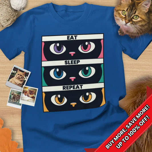 Eat Sleep Cats Repeat Tee Cat T-Shirt