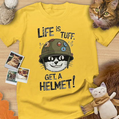 Life Is Tuff. Get A Helmet - Unisex Softstyle Tee Cat T-Shirt