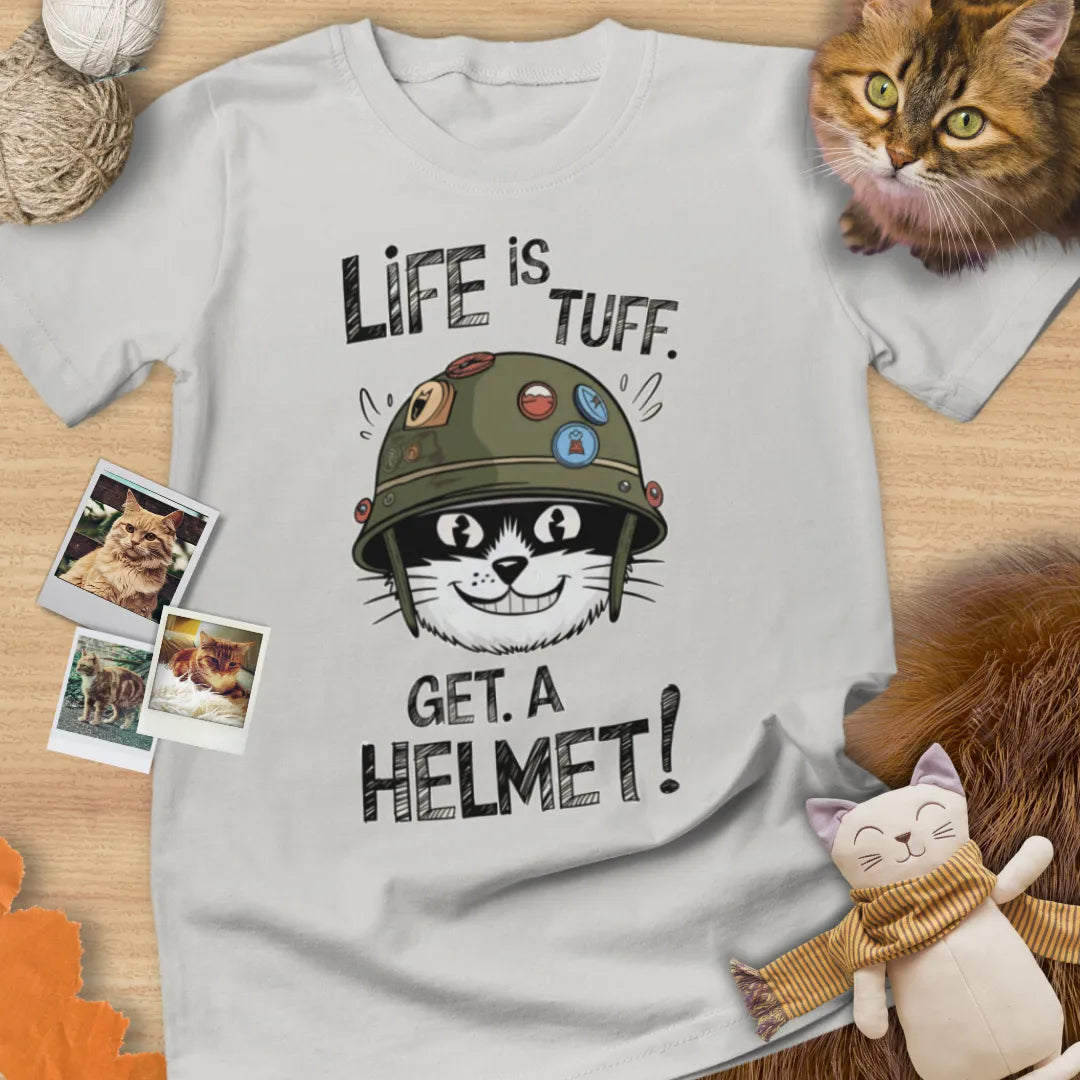 Life Is Tuff. Get A Helmet - Unisex Softstyle Tee Cat T-Shirt