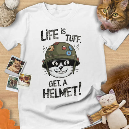 Life Is Tuff. Get A Helmet - Unisex Softstyle Tee Cat T-Shirt