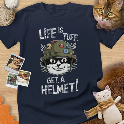 Life Is Tuff. Get A Helmet - Unisex Softstyle Tee Cat T-Shirt