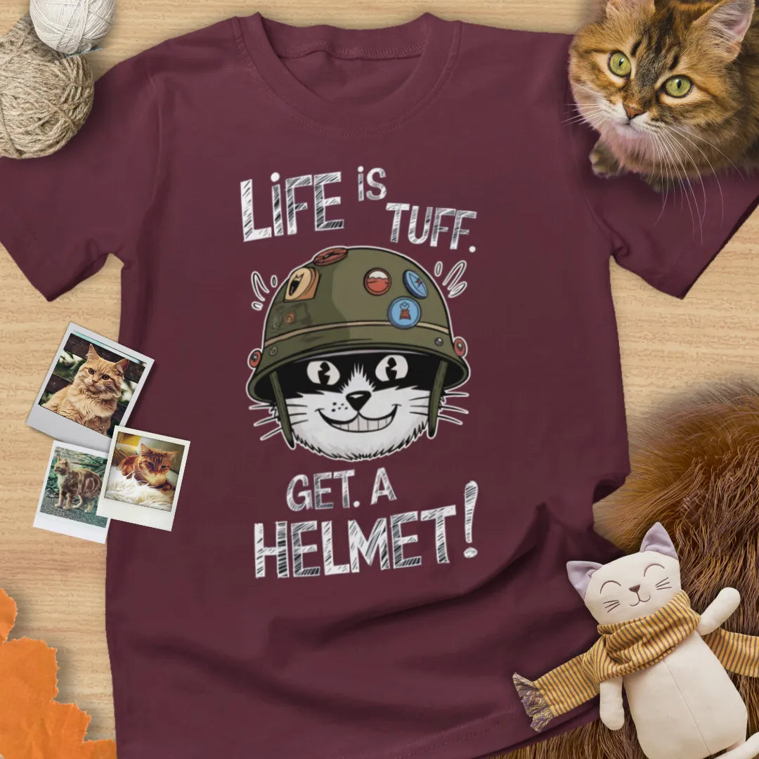 Life Is Tuff. Get A Helmet - Unisex Softstyle Tee Cat T-Shirt