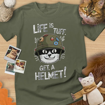 Life Is Tuff. Get A Helmet - Unisex Softstyle Tee Cat T-Shirt