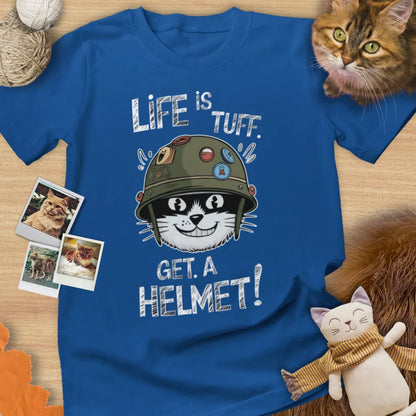 Life Is Tuff. Get A Helmet - Unisex Softstyle Tee Cat T-Shirt