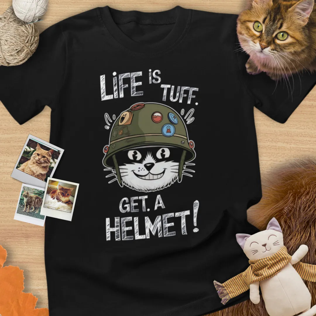 Life Is Tuff. Get A Helmet - Unisex Softstyle Tee Cat T-Shirt