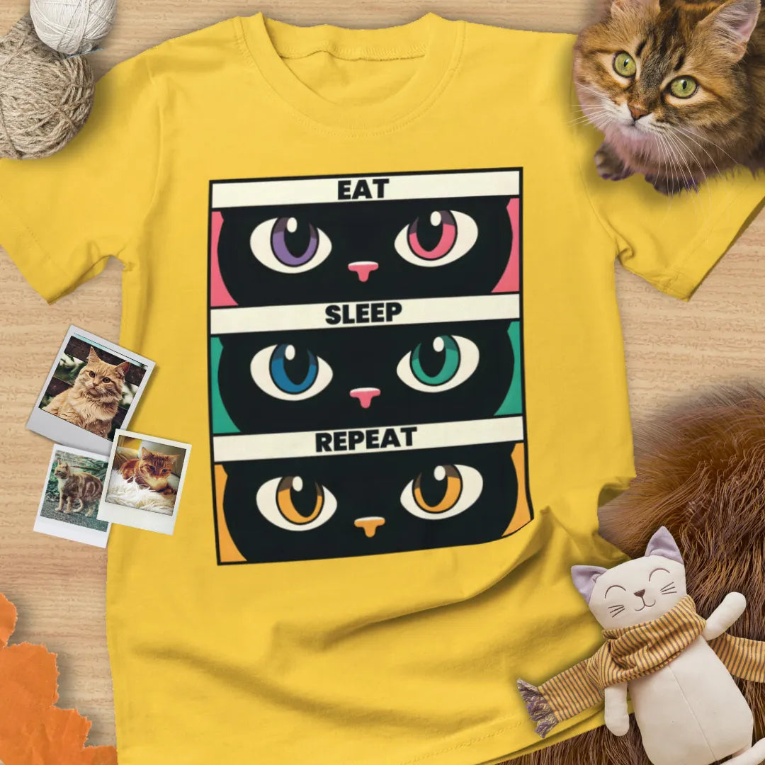 Eat Sleep Cats Repeat - Unisex Softstyle Tee Cat T-Shirt