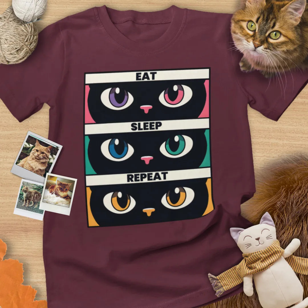 Eat Sleep Cats Repeat - Unisex Softstyle Tee Cat T-Shirt