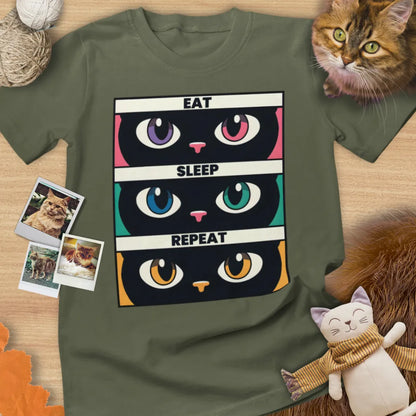 Eat Sleep Cats Repeat - Unisex Softstyle Tee Cat T-Shirt