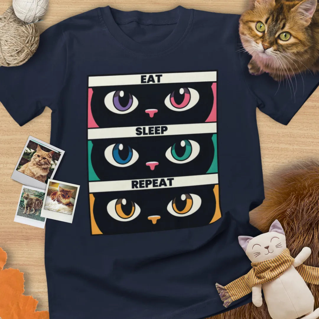 Eat Sleep Cats Repeat - Unisex Softstyle Tee Cat T-Shirt