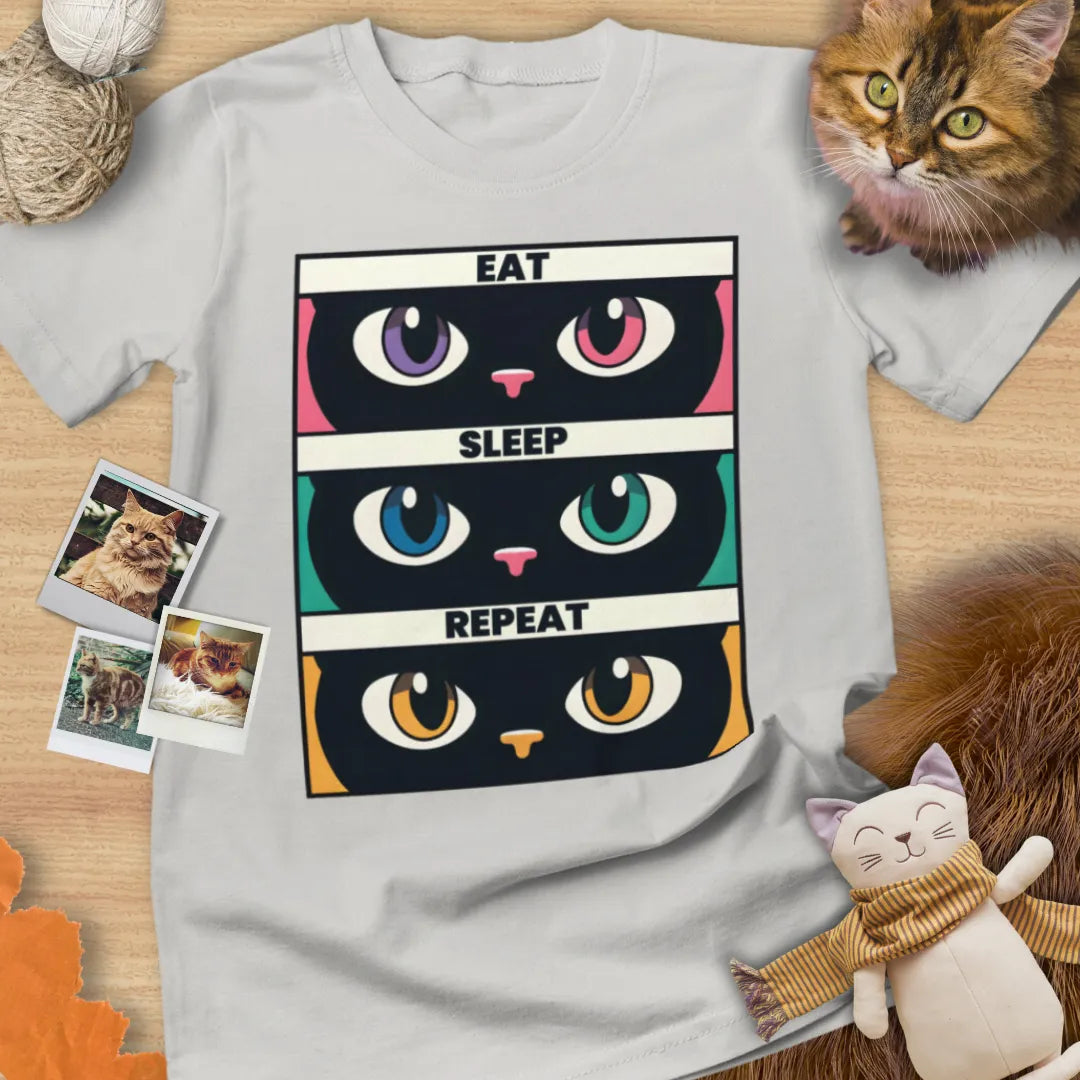 Eat Sleep Cats Repeat - Unisex Softstyle Tee Cat T-Shirt