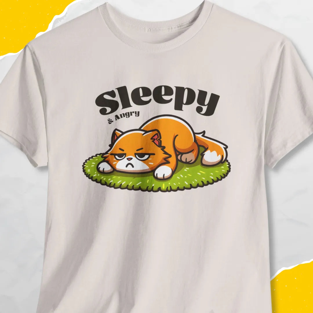 Sleepy & Angry - Unisex Softstyle Tee Cat T-Shirt