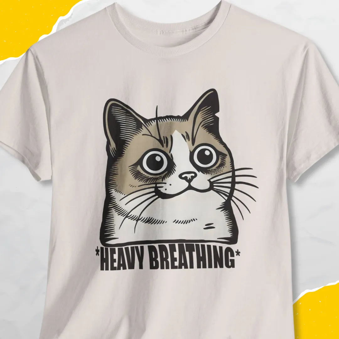 Heavy Breathing - Unisex Softstyle Tee Cat T-Shirt