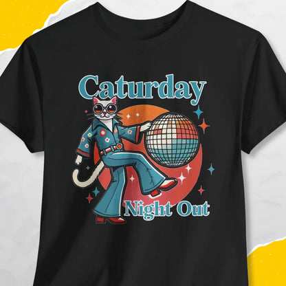 Caturday Night Out - Unisex Softstyle Tee Cat T-Shirt