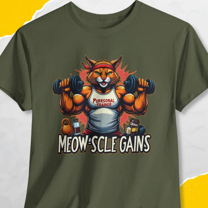 Meowscle Gains - Unisex Softstyle Tee Cat T-Shirt