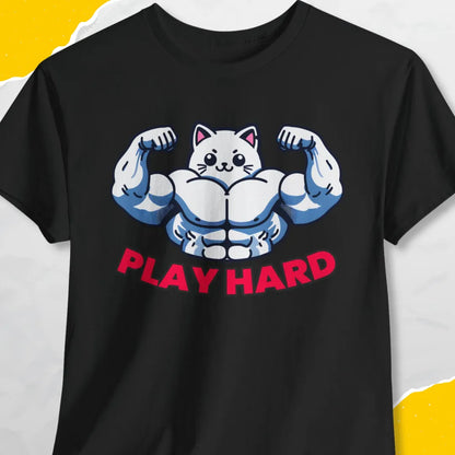 Play Hard - Unisex Softstyle Tee Cat T-Shirt