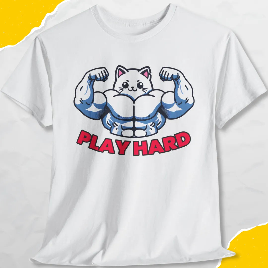 Play Hard - Unisex Softstyle Tee Cat T-Shirt