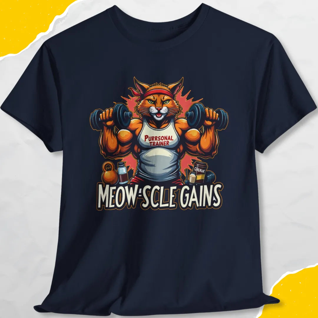 Meowscle Gains - Unisex Softstyle Tee Cat T-Shirt